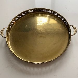 Vintage Brass Tray with Floral Handles